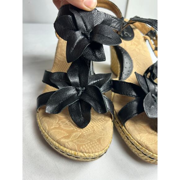 BOC Born O Concept Womens Size 8 Shoes Black Floral Slingback Wedge Sandal - Picture 5 of 15